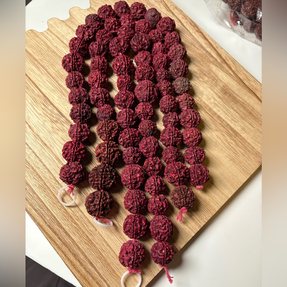15-17mm Fuchsia Rudraksha Bead Strands – Lot of 3